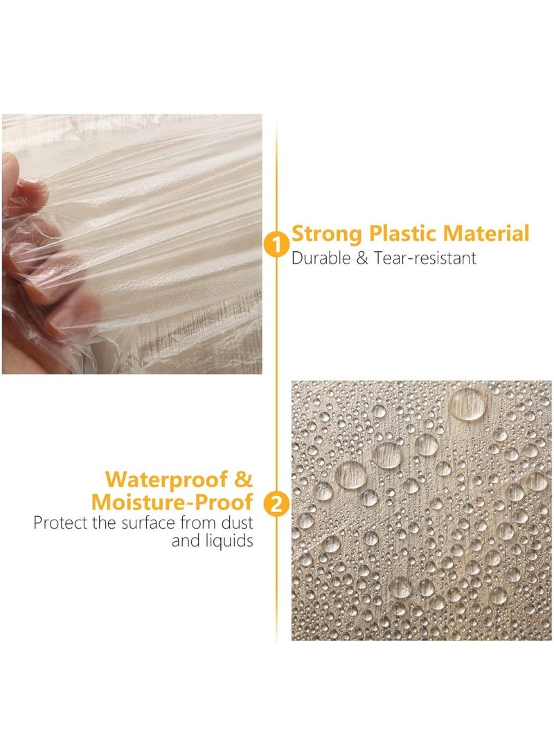 MAKINGTEC 4 Rolls Plastic Dust Sheets for Decorating, 12m x 240m Waterproof Masking Film Rolls, Pre-Taped Plastic Drop Film for Painting Furniture Covering - Image 2